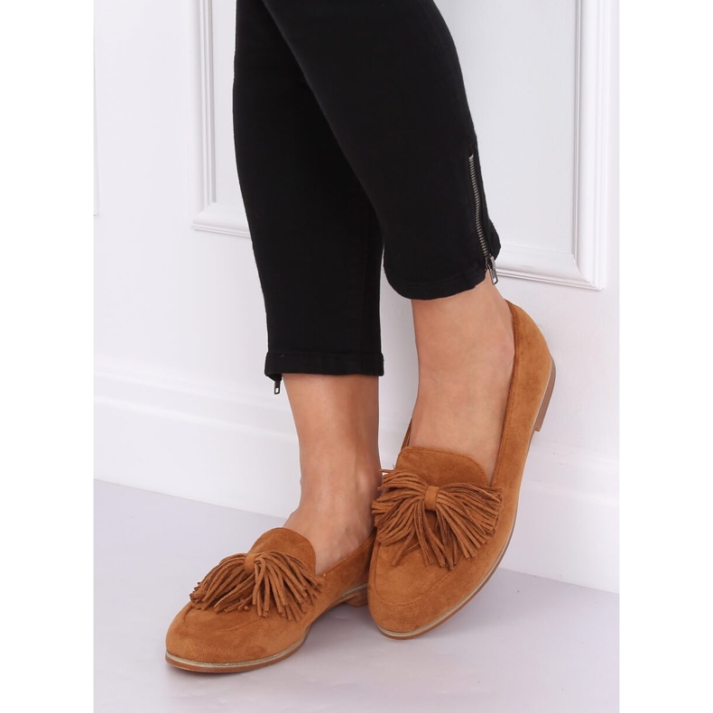 Women's loafers with fringes camel T357P Camel brown 1