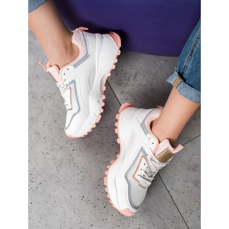 SHELOVET Sneakers With Light Pink Sole white 1