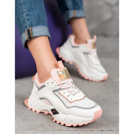 SHELOVET Sneakers With Light Pink Sole white 4
