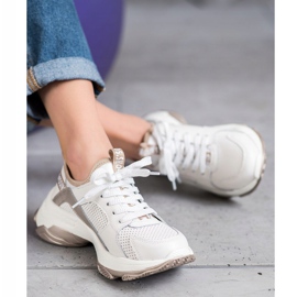 Goodin Openwork Leather Sneakers white yellow 2