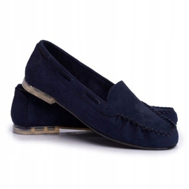 Sergio Leone Navy blue women's suede loafers MK722 1