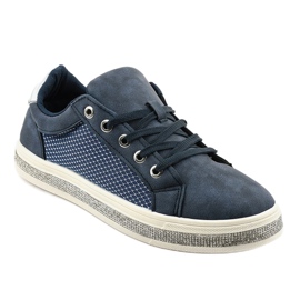 Navy blue sneakers decorated with zircons 1153-Y 1 Navy blue sneakers decorated with zircons 1153-Y 1