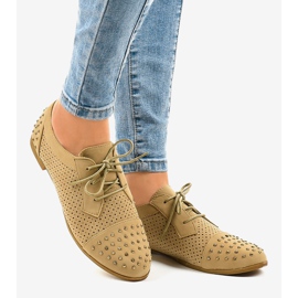 Beige openwork shoes with studs MJ1125 2