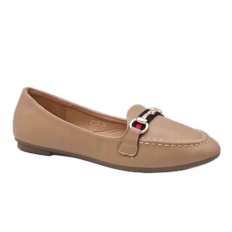 Khaki loafers eco-leather ballerinas 9F177 beige 1