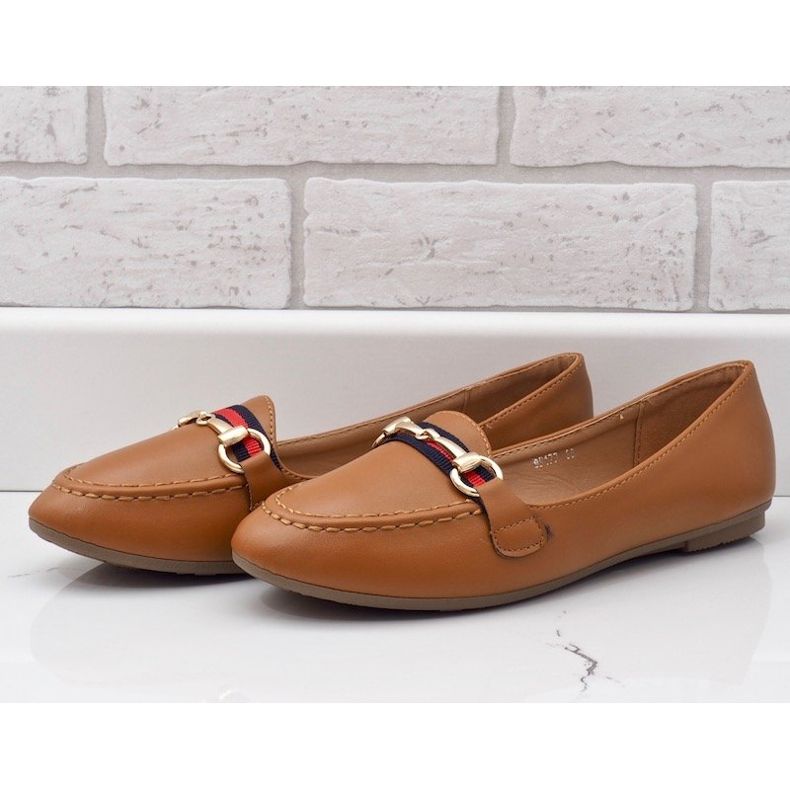 Brown eco-leather ballerina loafers 9F177 1