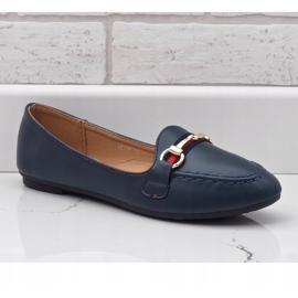 Navy blue eco-leather ballerina loafers 9F177 1 Navy blue eco-leather ballerina loafers 9F177 1