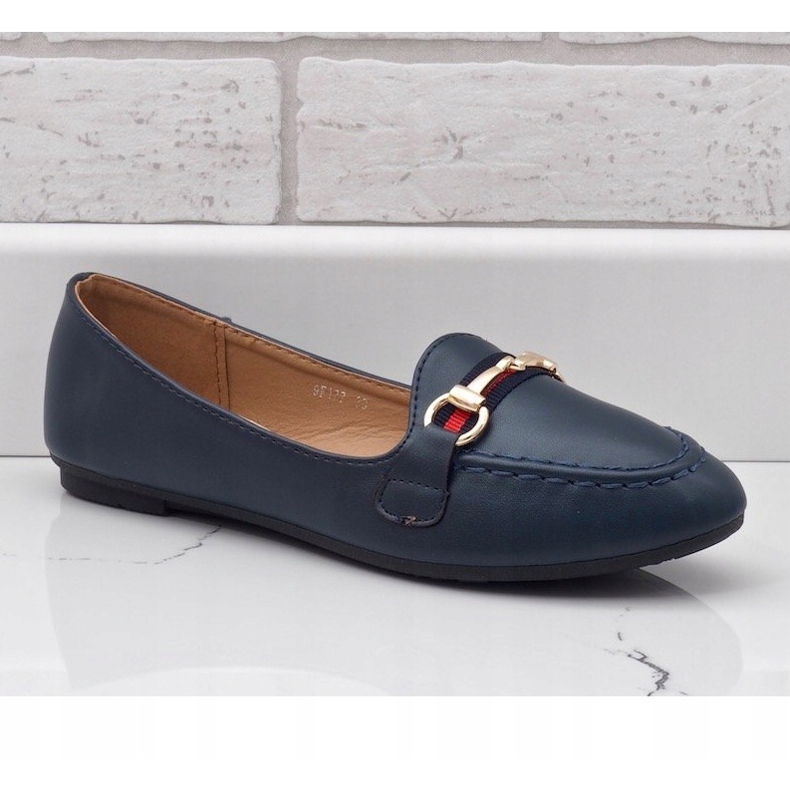 Navy blue eco-leather ballerina loafers 9F177 1 Navy blue eco-leather ballerina loafers 9F177 1