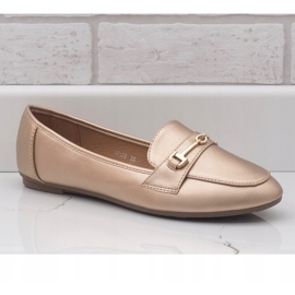 Golden leather ballerina loafers 9F176 1
