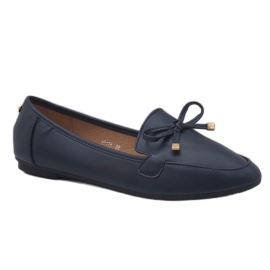 Navy blue eco-leather ballerina loafers 9F175 1 Navy blue eco-leather ballerina loafers 9F175 1