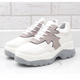 White and gray sport sneakers made of eco-leather E3260 grey 1