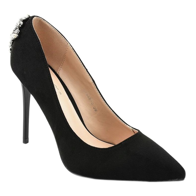 Classic black high heels with cubic zirconia 9229-13 1