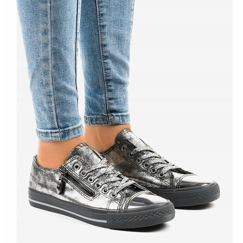 Gray shiny sneakers TL-64 grey 1