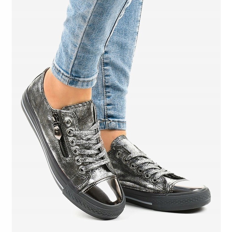 Gray shiny sneakers TL-64 grey 2