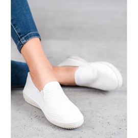 SHELOVET Openwork White Slipons 1