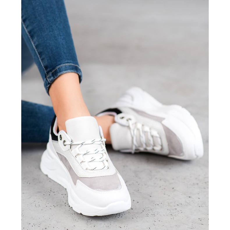 SHELOVET Sneakers On The Platform white black 2