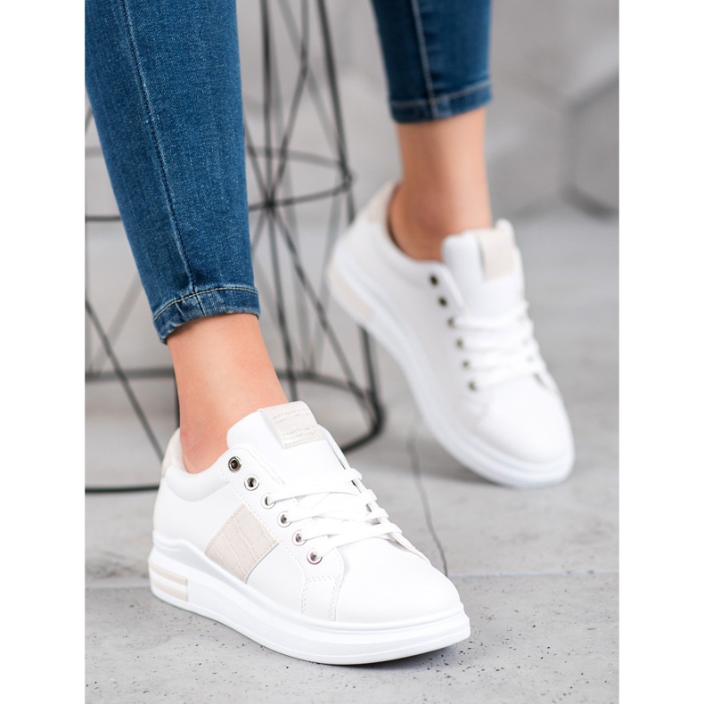 Weide Sports shoes with beige inserts white 2