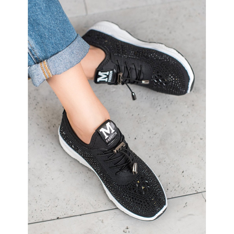 SUPER COOL Tied Shoes With Crystals black 1