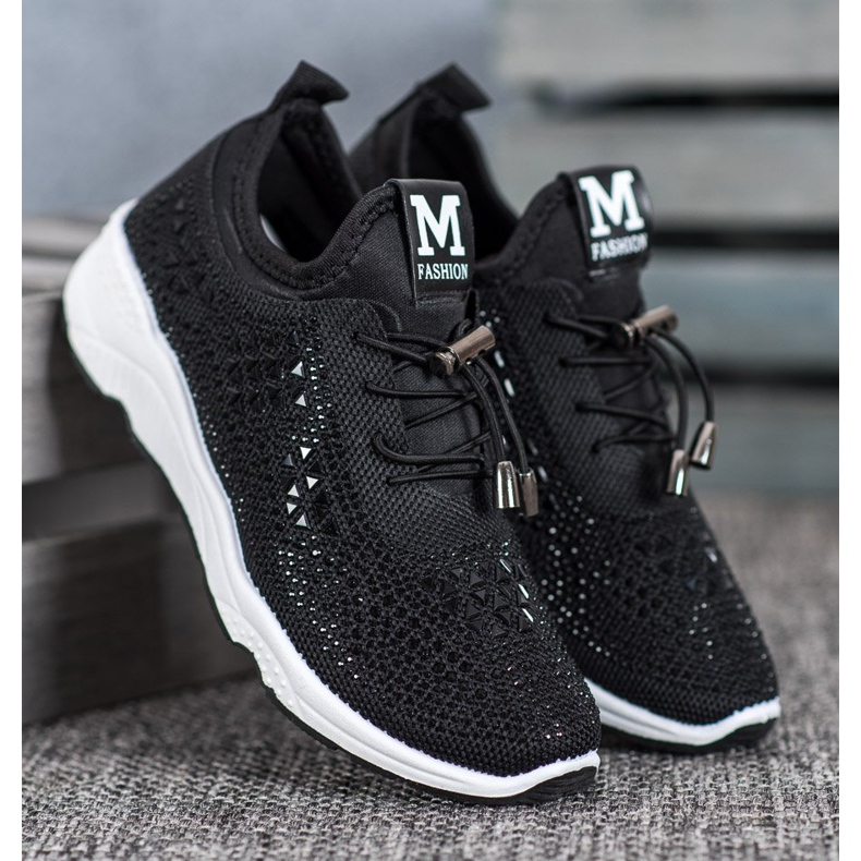 SUPER COOL Tied Shoes With Crystals black 2