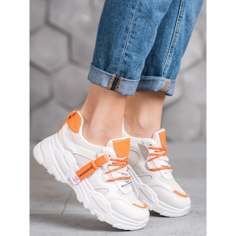 SHELOVET Fashion Sport Sneakers beige orange 1 SHELOVET Fashion Sport Sneakers beige orange 1
