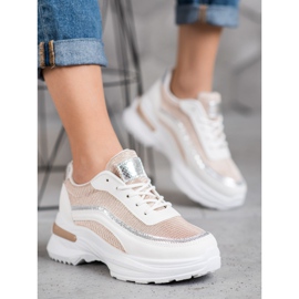 SHELOVET Fashionable Sports Shoes white brown 1