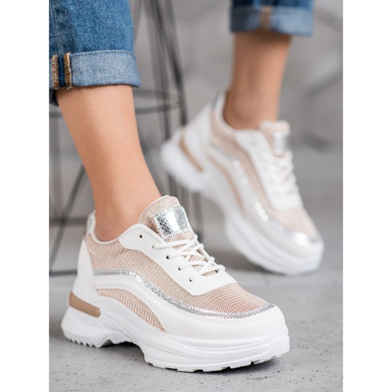 SHELOVET Fashionable Sports Shoes white brown 1