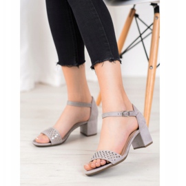 Filippo Elegant sandals on high heels grey 2