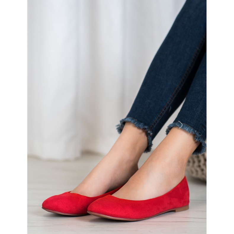 Best Shoes Suede ballerinas red 2