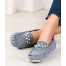 Filippo Leather Loafers With Pearls grey 2