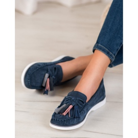 Filippo Leather Loafers With Fringes blue 4