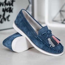 Filippo Leather Loafers With Fringes blue 1
