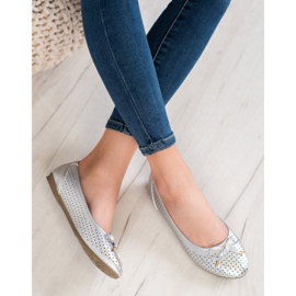 SHELOVET Openwork Ballerina With Eco Leather grey 2