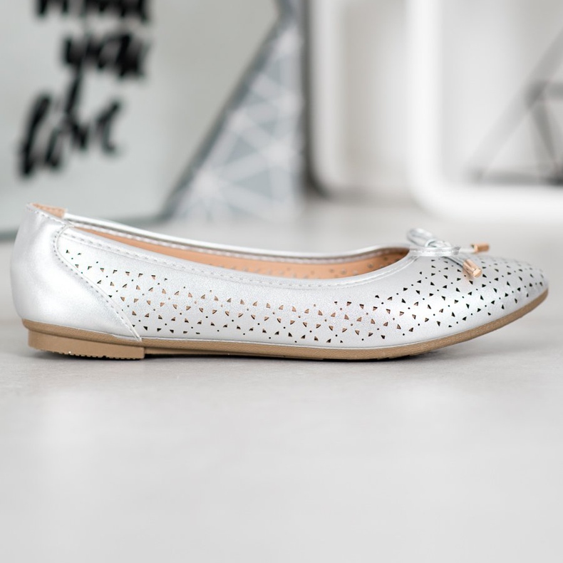 SHELOVET Openwork Ballerina With Eco Leather grey 1