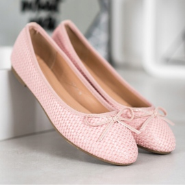 SHELOVET Braided Pink Ballerinas 1