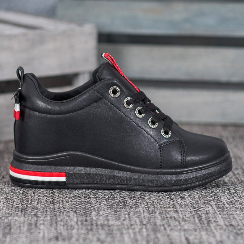 Weide Sneakers With Hidden Wedge black red 1