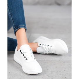 SHELOVET Openwork Sneakers With Eco Leather white 1