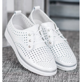 Filippo Openwork leather boots white grey 2