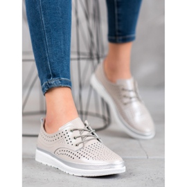 Filippo Openwork leather boots brown grey 2