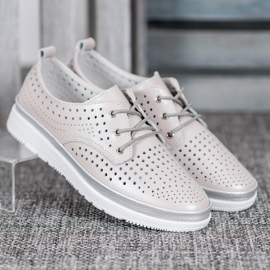 Filippo Openwork leather boots brown grey 1