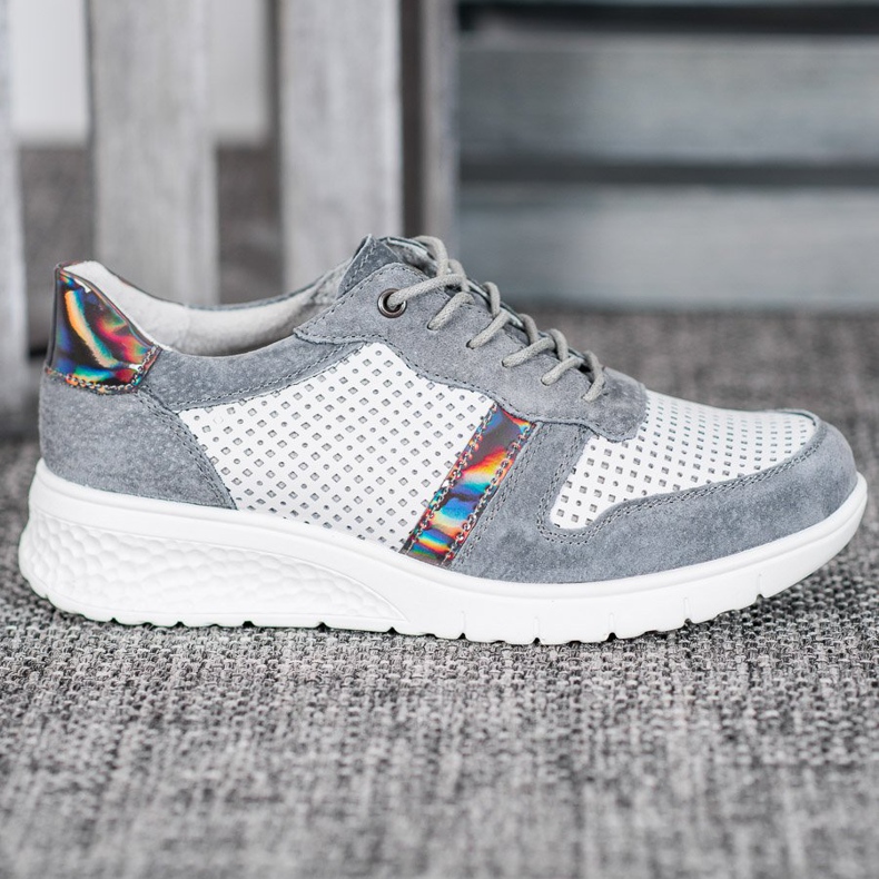 Filippo Leather shoes with a holo effect white grey 2