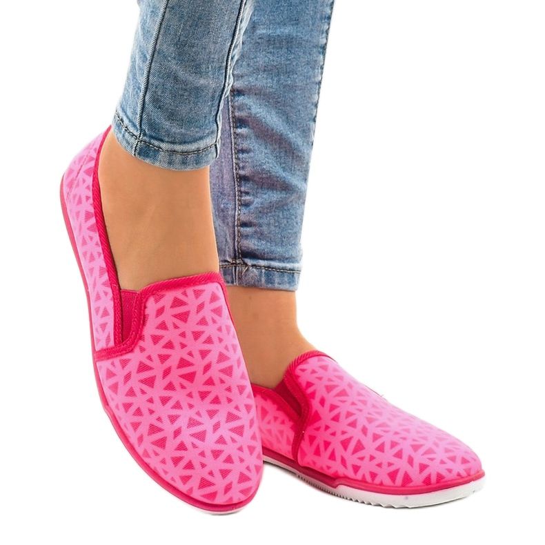 Pink HB-5 Lycra Slip-On Sneakers 1