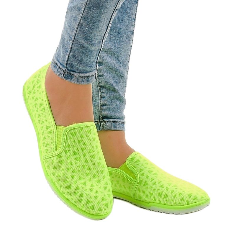 Green HB-5 Lycra Slip-On Sneakers 1