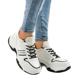 Fashionable sneakers made of eco-leather B0-189 white black 1