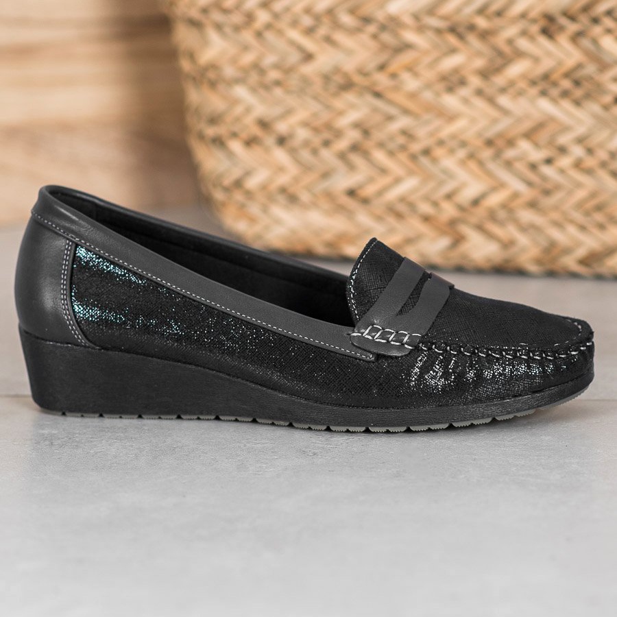 black stylish loafers