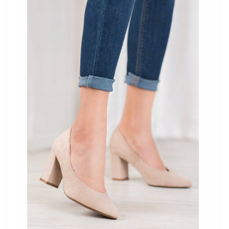 W. Potocki Pumps With Glitter beige golden 2