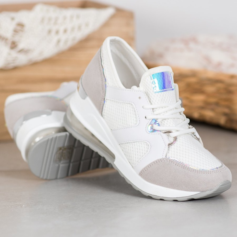 Weide White Sport Shoes With Glitter 1