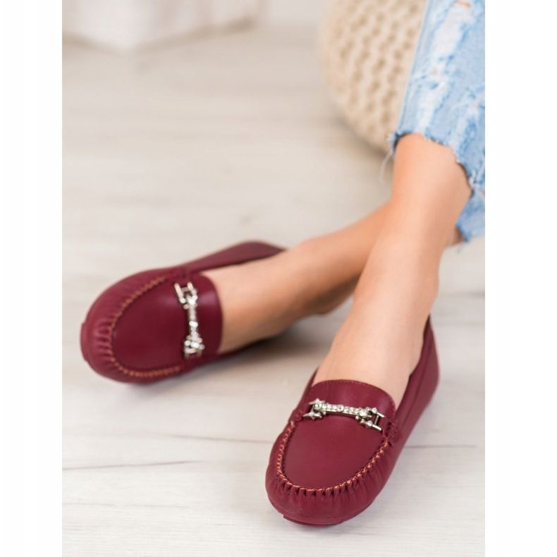 Fama Moccasins With Cubic Zirconia red 1
