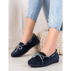 Filippo Leather Loafers With Striped Bow blue 1