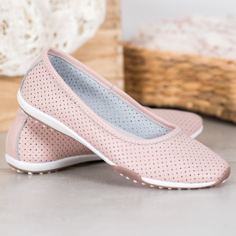 Filippo Openwork Leather Ballerinas pink 1 Filippo Openwork Leather Ballerinas pink 1