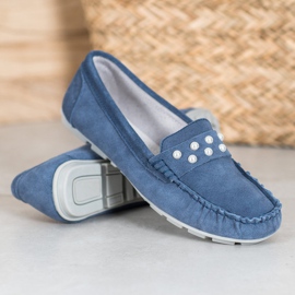 Filippo Leather Loafers With Pearls blue 1
