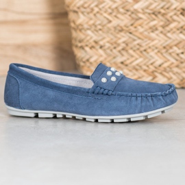 Filippo Leather Loafers With Pearls blue 2